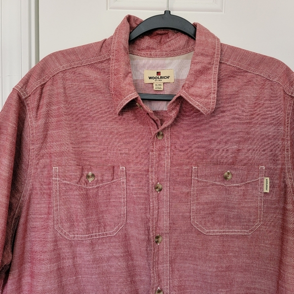 Woolrich Men’s Short Sleeve Shirt Red Size XL Button Up Classic Fit 100% Cotton - Picture 2 of 10